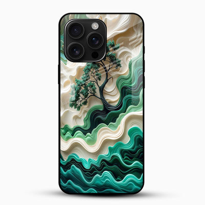 Emerald Wave Tree Glass Mobile Cover