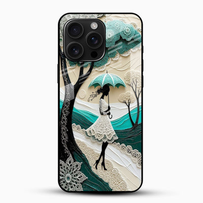 Elegant Lace Umbrella Girl Glass Mobile Cover