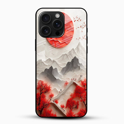 Crimson Sun Mountain Glass Mobile Cover