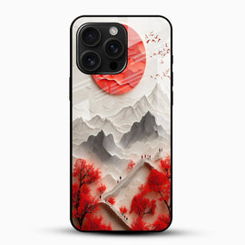 Crimson Sun Mountain Glass Mobile Cover