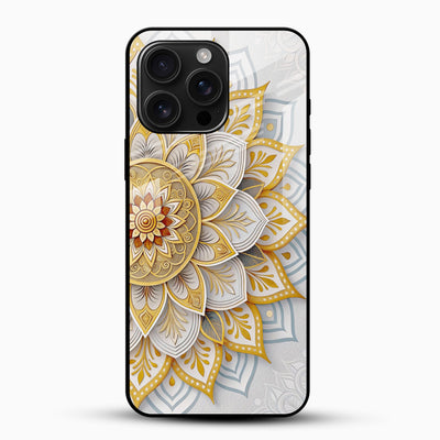 Golden Mandala Glass Mobile Cover – Luxury Floral