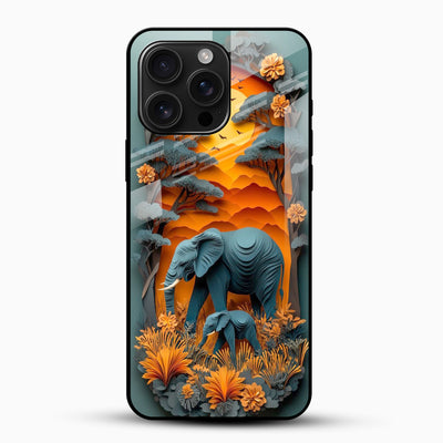 Safari Elephant Glass Mobile Cover – Sunset Wildlife