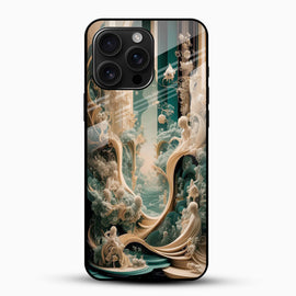 Mystical Forest Fantasy Glass Mobile Cover – Teal & Gold