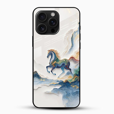 Majestic Blue Horse Glass Mobile Cover