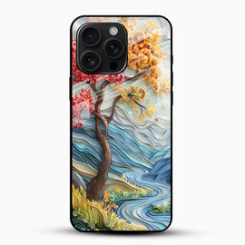 Floral River Landscape Glass Mobile Cover