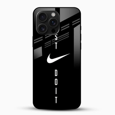 Just Do It Black Glass Case – Minimal Sports Style