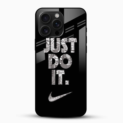 Just Do It Typography Glass Case – Premium Black Sports