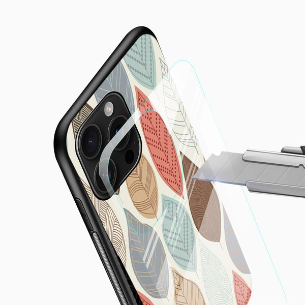 Earthy Leaf Pattern Glass Mobile Case – Minimal Nature Aesthetic - Cover Stall