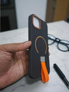 Black MagSafe Soft TPU Case with Orange Finger Grip - Cover Stall