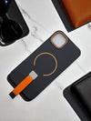Black MagSafe Soft TPU Case with Orange Finger Grip - Cover Stall