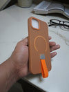 Brown MagSafe Soft TPU Case with Orange Finger Grip - Cover Stall