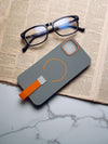 Grey MagSafe Soft TPU Case with Orange Finger Grip - Cover Stall