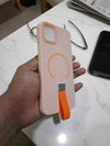 Peach MagSafe Soft TPU Case with Orange Finger Grip - Cover Stall