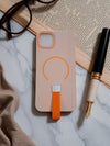Peach MagSafe Soft TPU Case with Orange Finger Grip - Cover Stall