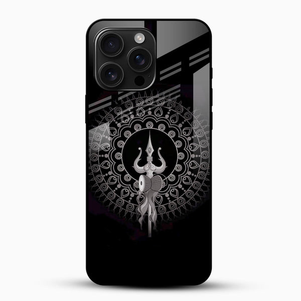 Mahadev Trishul Glass Mobile Case – Shiva Mandala Design - Cover Stall