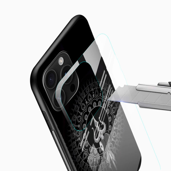 Mahadev Trishul Glass Mobile Case – Shiva Mandala Design - Cover Stall