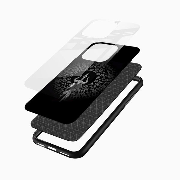 Mahadev Trishul Glass Mobile Case – Shiva Mandala Design - Cover Stall