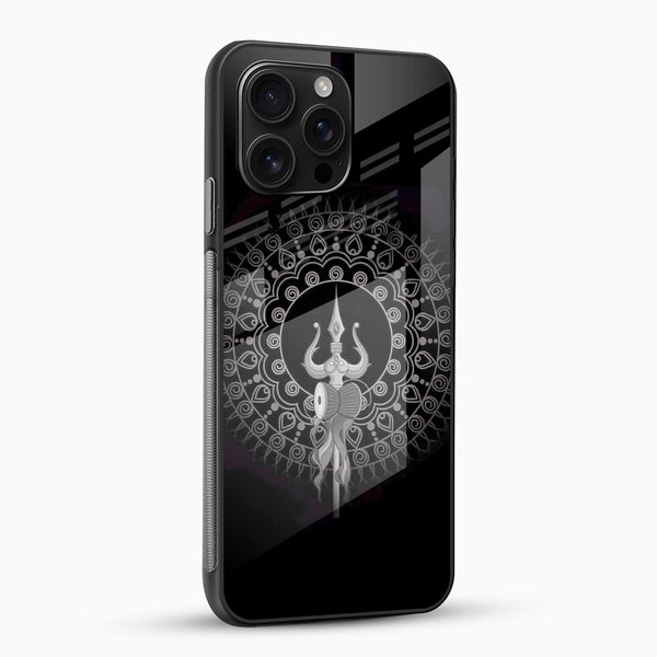 Mahadev Trishul Glass Mobile Case – Shiva Mandala Design - Cover Stall