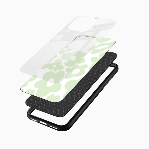 Mint Green Floral Aesthetic Glass Mobile Cover - Cover Stall