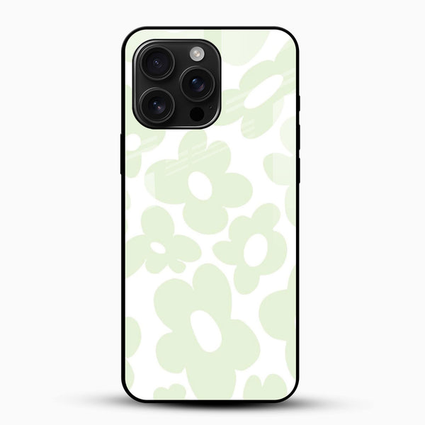 Mint Green Floral Aesthetic Glass Mobile Cover - Cover Stall