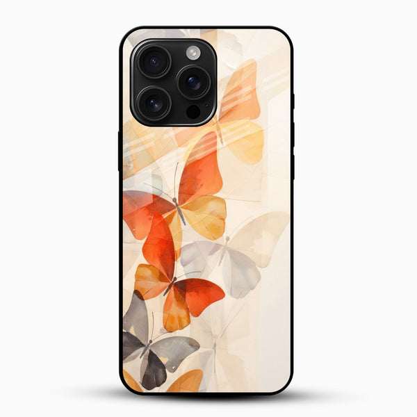 Orange Butterly Glass Mobile Cover - Cover Stall