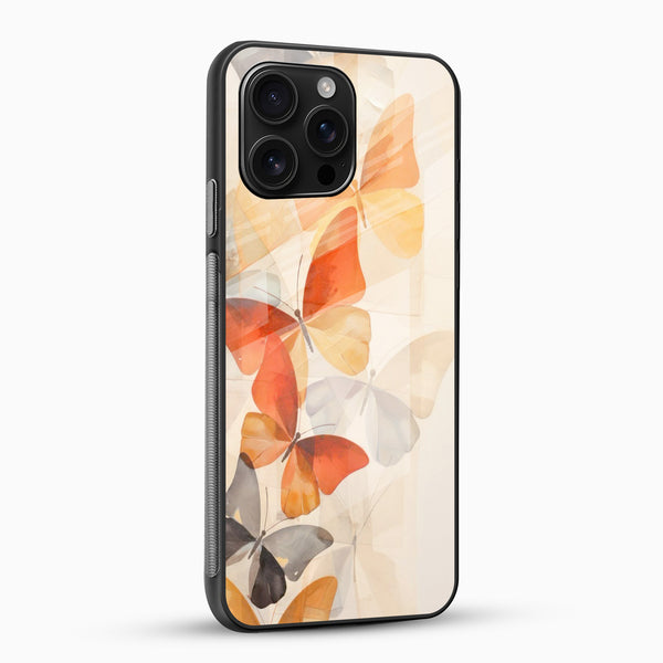 Orange Butterly Glass Mobile Cover - Cover Stall