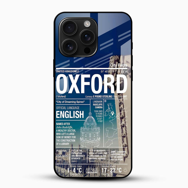 Oxford City Facts Glass Mobile Cover – Travel Typography Design - Cover Stall