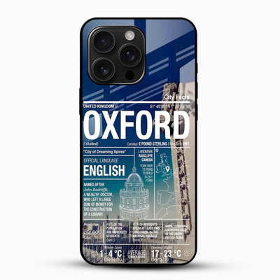 Oxford City Facts Glass Mobile Cover – Travel Typography Design