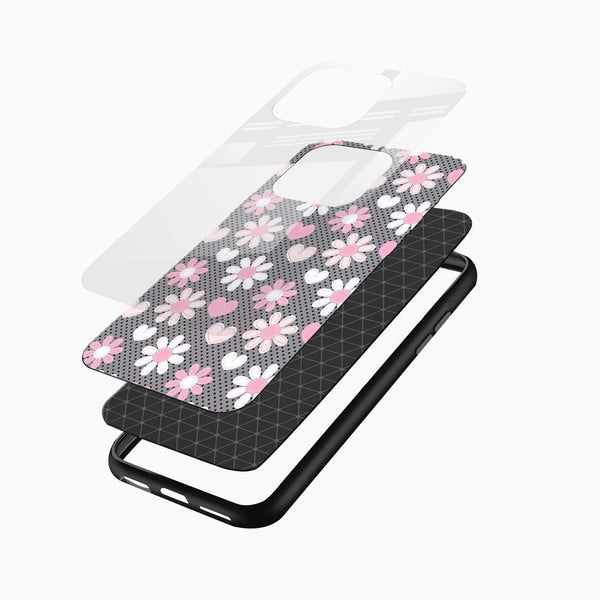 Pink White Flowers Glass Case - Cover Stall