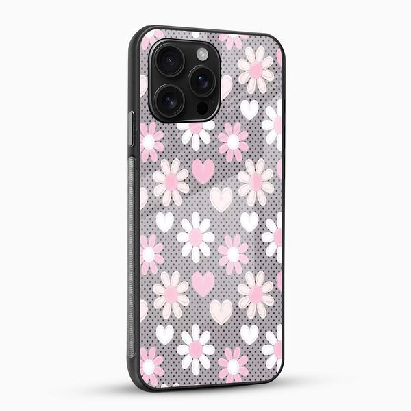 Pink White Flowers Glass Case - Cover Stall