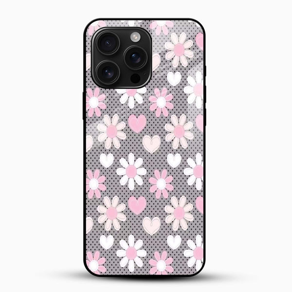 Pink White Flowers Glass Case - Cover Stall