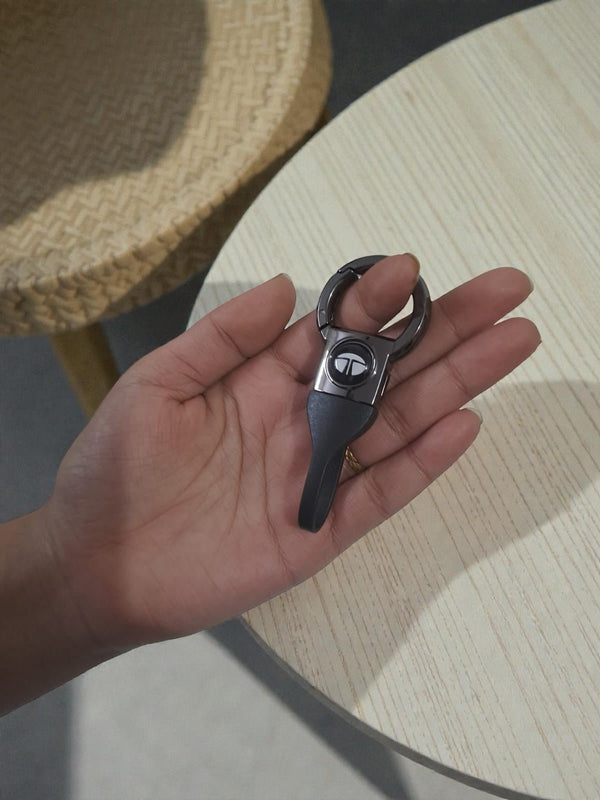 Tata Metal Car Keychain with Leather Strap – Premium & Durable Key Holder - Cover Stall