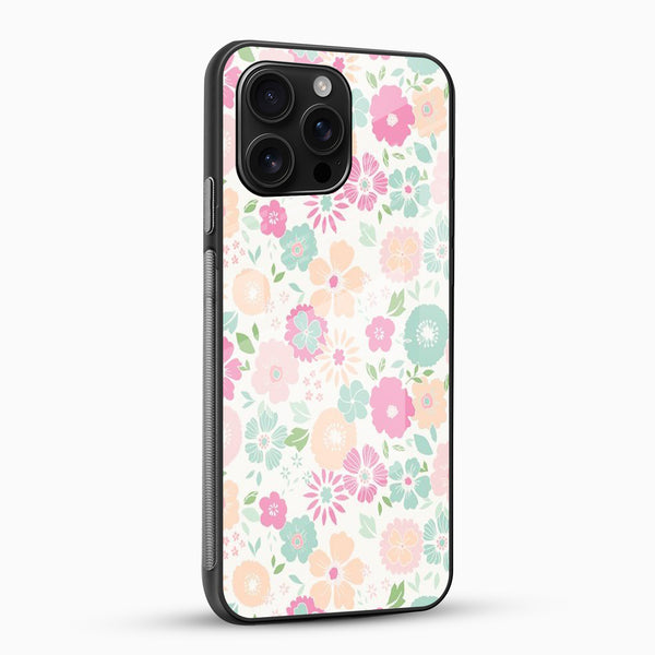 Pastel Floral Glass Mobile Case – Soft Aesthetic Flower Design - Cover Stall