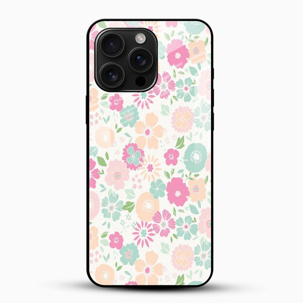 Pastel Floral Glass Mobile Case – Soft Aesthetic Flower Design - Cover Stall