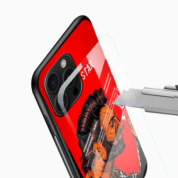 Rebel Star Prabhas Glass Mobile Cover – Bold Cinematic Illustration Design - Cover Stall