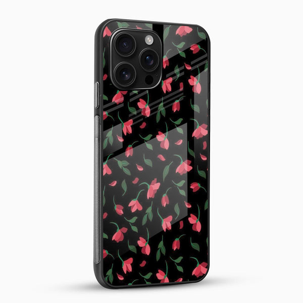 Midnight Red Blossom Glass Mobile Cover – Dark Floral - Cover Stall