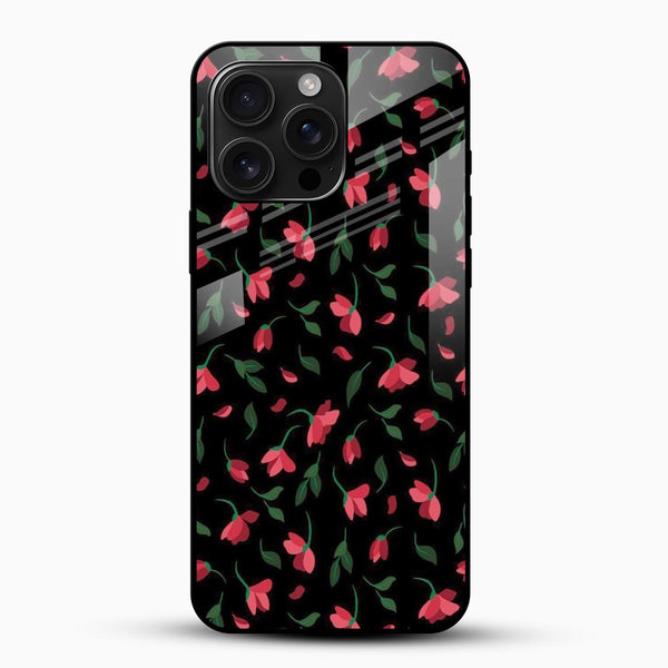 Midnight Red Blossom Glass Mobile Cover – Dark Floral - Cover Stall