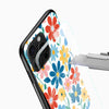 Colorful Floral Pattern Glass Mobile Case – Retro Aesthetic Design - Cover Stall