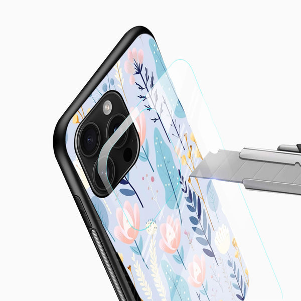 Pastel Botanical Aesthetic Glass Mobile Cover – Floral Nature - Cover Stall
