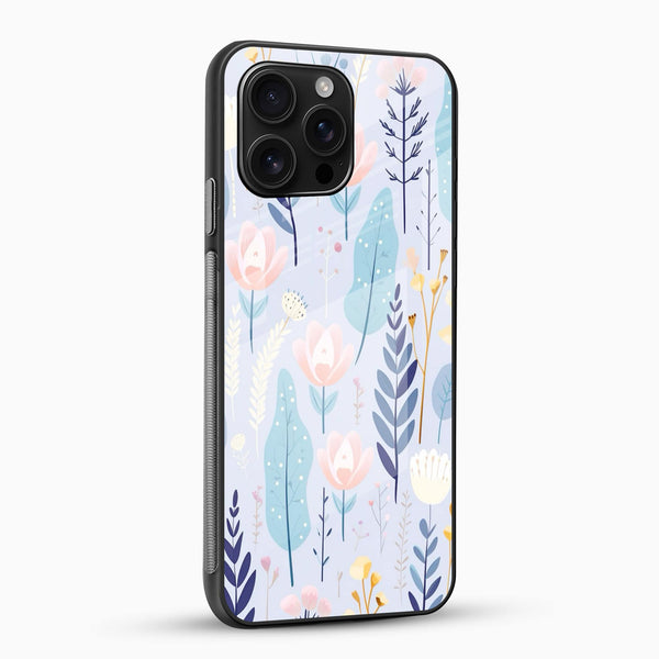 Pastel Botanical Aesthetic Glass Mobile Cover – Floral Nature - Cover Stall