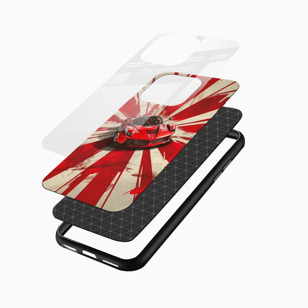 Luxury sports car designer glass back mobile cover angled display for iPhone and Android users