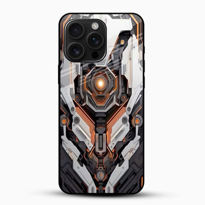 Futuristic Android Tech Glass Mobile Cover – Cyber Armor Design