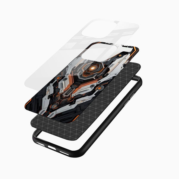Futuristic Android Tech Glass Mobile Cover – Cyber Armor Design - Cover Stall