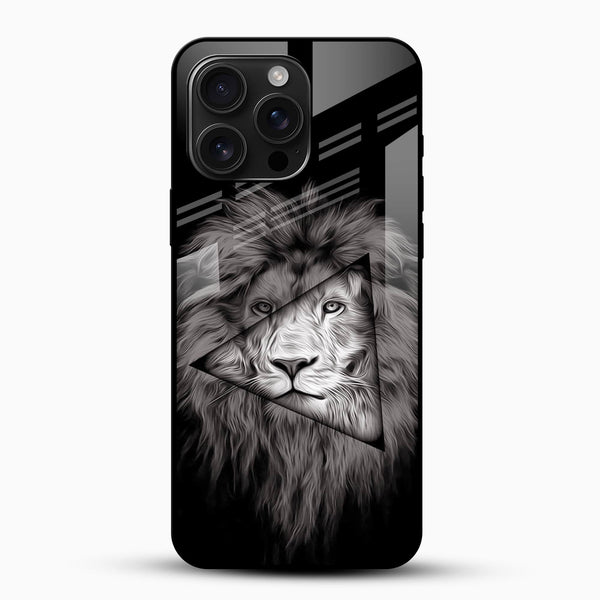 Brave Lion Geometric Glass Mobile Case – Power & Minimal Aesthetic - Cover Stall