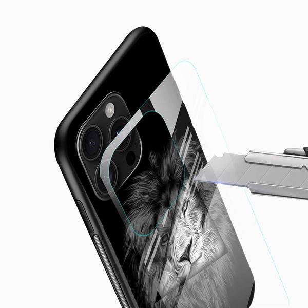 Brave Lion Geometric Glass Mobile Case – Power & Minimal Aesthetic - Cover Stall