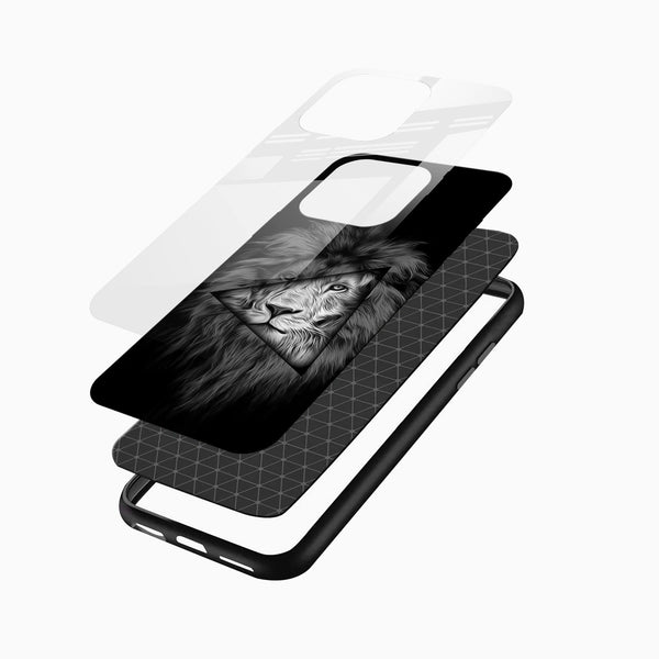 Brave Lion Geometric Glass Mobile Case – Power & Minimal Aesthetic - Cover Stall