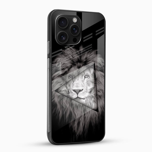 Brave Lion Geometric Glass Mobile Case – Power & Minimal Aesthetic - Cover Stall