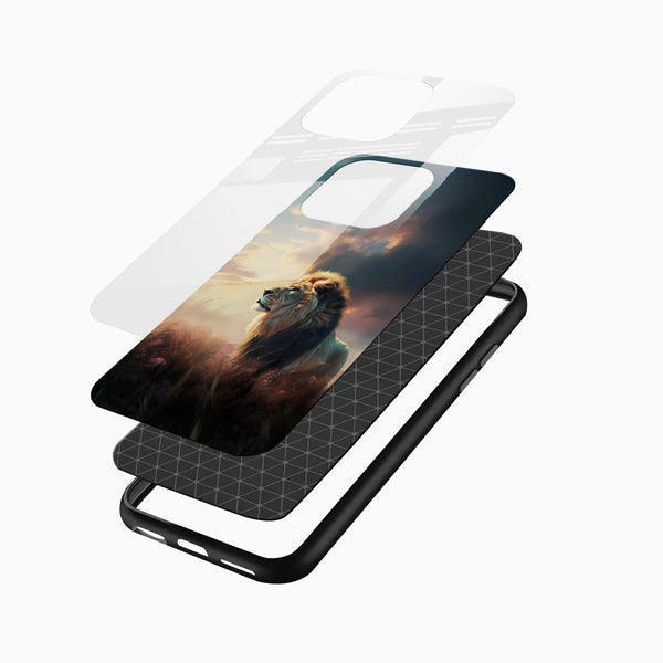 Majestic Lion Glass Mobile Case – Power & Royal Strength Design - Cover Stall