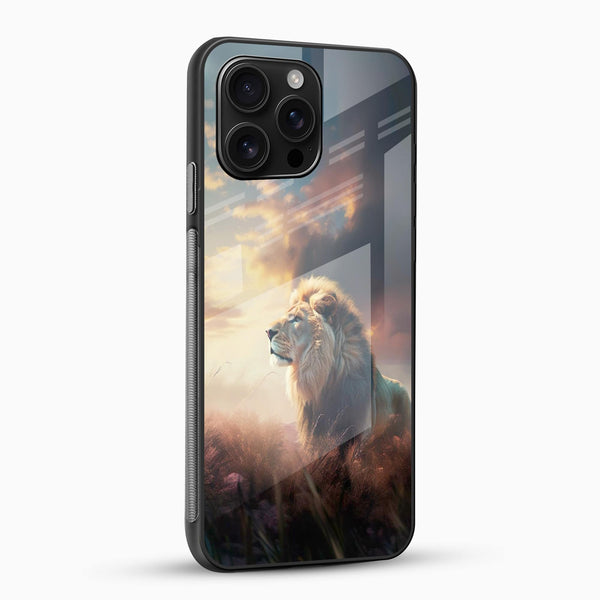 Majestic Lion Glass Mobile Case – Power & Royal Strength Design - Cover Stall