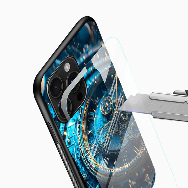 Blue Clockwork Glass Mobile Cover – Luxury Timepiece - Cover Stall